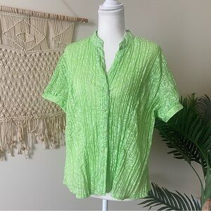 Vintage-Inspired Fred David Petite Light Green Sheer Blouse